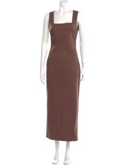 Pre-owned Posse Square Neckline Long Dress In Brown