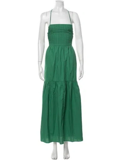 Pre-owned Posse Square Neckline Long Dress In Green