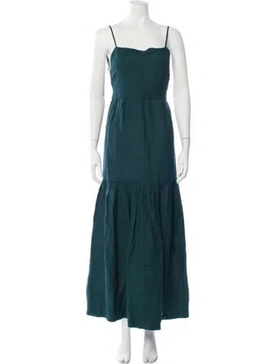 Pre-owned Posse Square Neckline Long Dress In Green