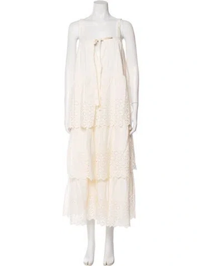 Pre-owned Posse Square Neckline Long Dress In Neutral