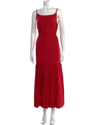 Pre-owned Posse Square Neckline Long Dress In Red