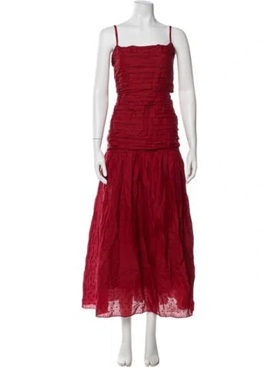 Pre-owned Posse Square Neckline Long Dress W/ Tags In Red