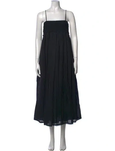 Pre-owned Posse Square Neckline Midi Length Dress In Black
