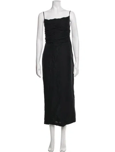 Pre-owned Posse Square Neckline Midi Length Dress In Blue