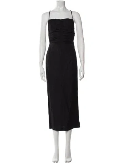 Pre-owned Posse Square Neckline Midi Length Dress In Blue