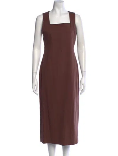 Pre-owned Posse Square Neckline Midi Length Dress In Brown