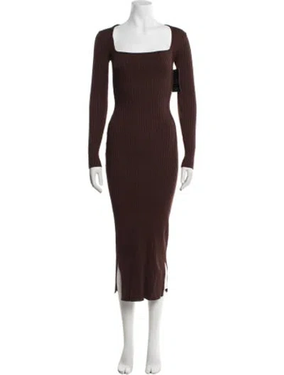 Pre-owned Posse Square Neckline Midi Length Dress W/ Tags In Brown