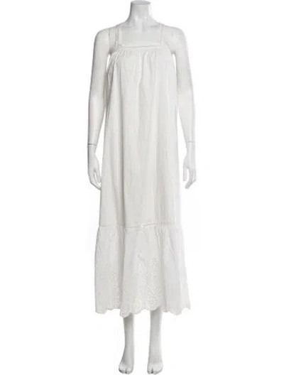 Pre-owned Posse Square Neckline Midi Length Dress In White