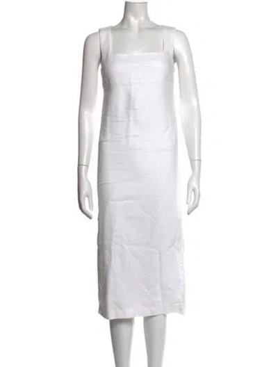 Pre-owned Posse Square Neckline Midi Length Dress In White