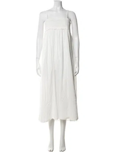 Pre-owned Posse Square Neckline Midi Length Dress In White