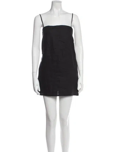 Pre-owned Posse Square Neckline Mini Dress In Gray