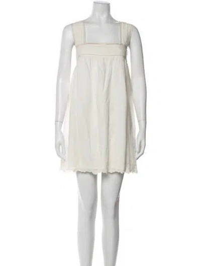 Pre-owned Posse Square Neckline Mini Dress In Neutral