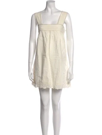 Pre-owned Posse Square Neckline Mini Dress In Neutral