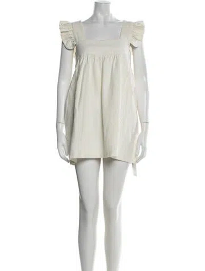 Pre-owned Posse Square Neckline Mini Dress In Neutrals