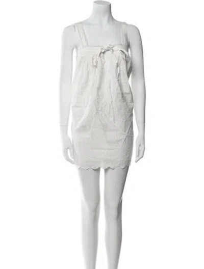Pre-owned Posse Square Neckline Mini Dress In White