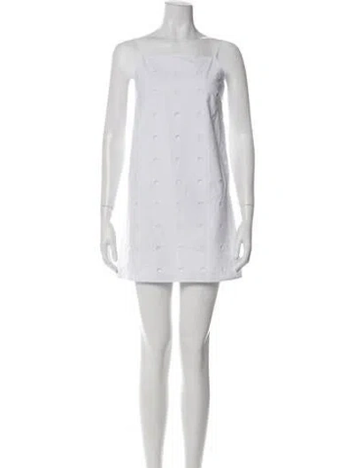 Pre-owned Posse Square Neckline Mini Dress In White