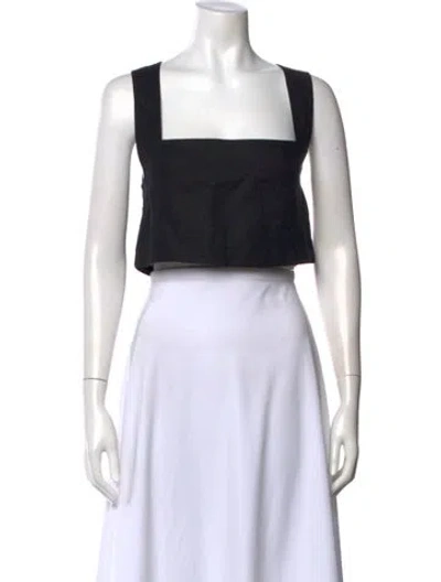 Pre-owned Posse Square Neckline Sleeveless Crop Top In Black