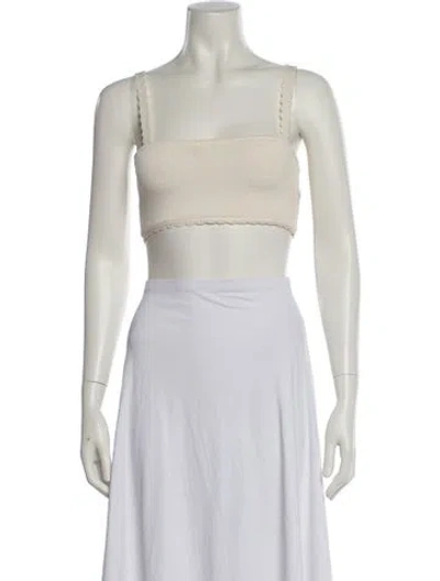 Pre-owned Posse Square Neckline Sleeveless Crop Top In Neutral
