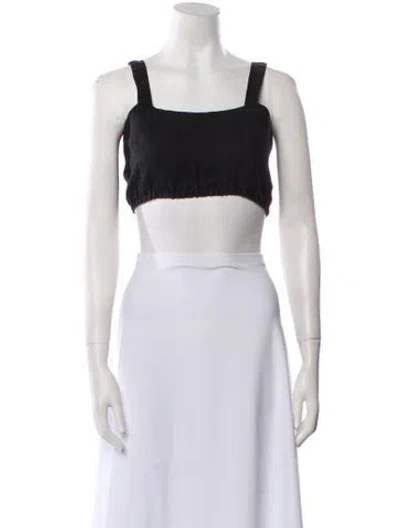 Pre-owned Posse Square Neckline Sleeveless Crop Top In White