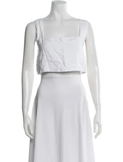 Pre-owned Posse Square Neckline Sleeveless Crop Top In White