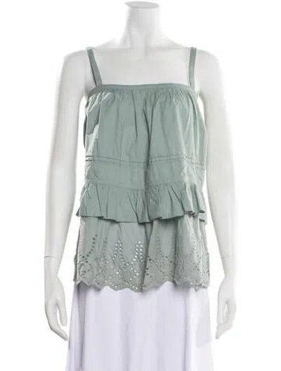 Pre-owned Posse Square Neckline Sleeveless Top In Green