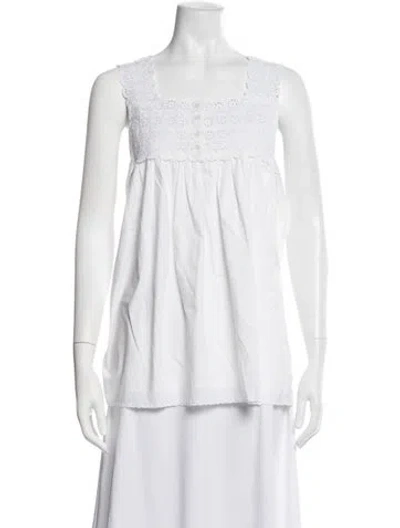 Pre-owned Posse Square Neckline Sleeveless Top In White