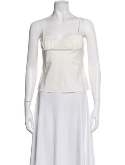 Pre-owned Posse Square Neckline Sleeveless Top In White