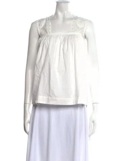 Pre-owned Posse Square Neckline Sleeveless Top In White