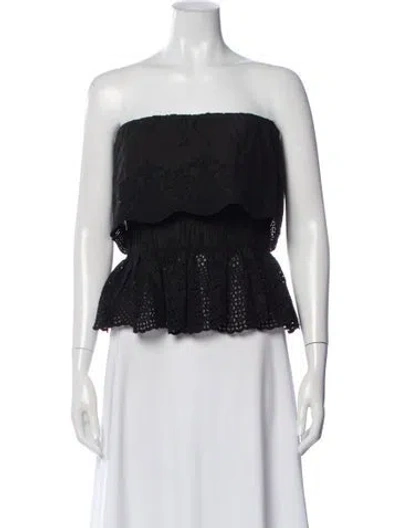 Pre-owned Posse Strapless Crop Top In Black