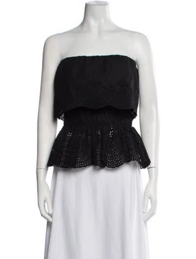 Pre-owned Posse Strapless Crop Top In Black
