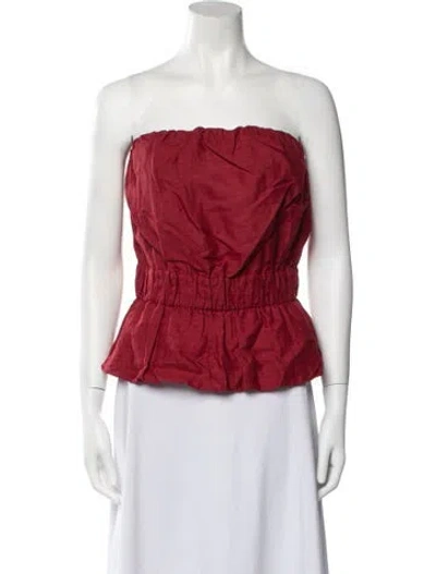Pre-owned Posse Strapless Crop Top In Red