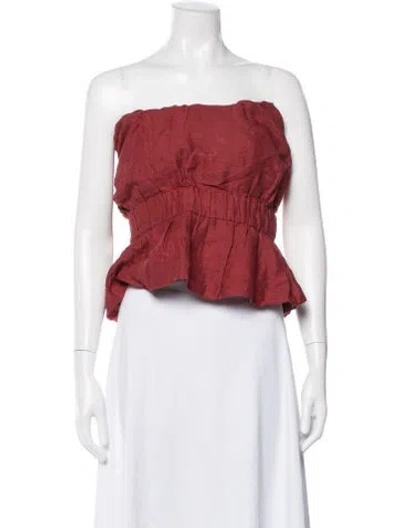 Pre-owned Posse Strapless Crop Top In Red