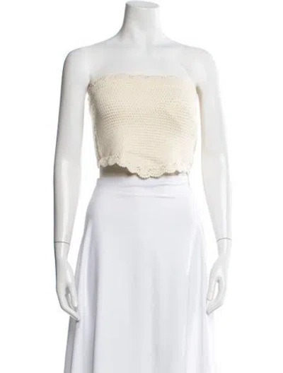 Pre-owned Posse Strapless Crop Top W/ Tags In White