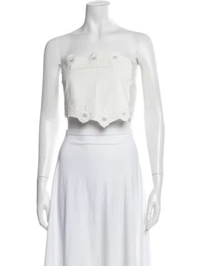 Pre-owned Posse Strapless Crop Top In White