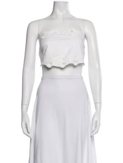 Pre-owned Posse Strapless Crop Top In White