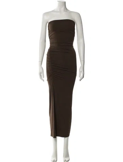 Pre-owned Posse Strapless Knee-length Dress W/ Tags In Brown