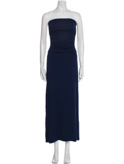 Pre-owned Posse Strapless Long Dress In Blue