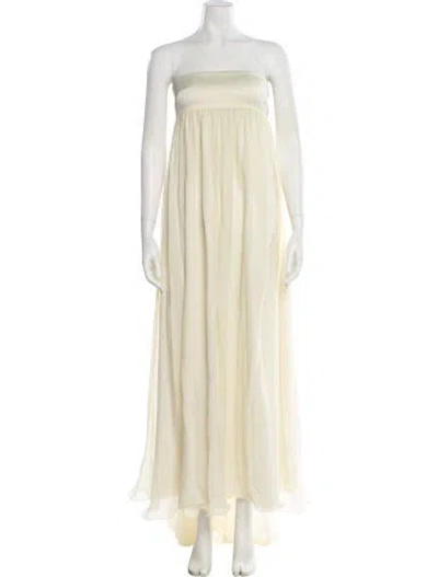 Pre-owned Posse Strapless Long Dress In Neutral