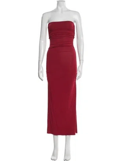 Pre-owned Posse Strapless Long Dress In Red