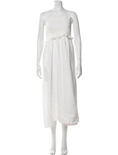 Pre-owned Posse Strapless Long Dress In White