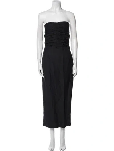 Pre-owned Posse Strapless Midi Length Dress In Blue