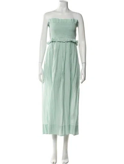 Pre-owned Posse Strapless Midi Length Dress In Green