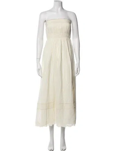 Pre-owned Posse Strapless Midi Length Dress In Neutral