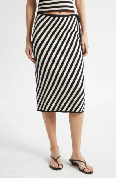 Posse Darcy Striped Pima Cotton Midi Skirt In Multi