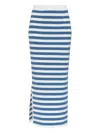 Posse Stripe Side-split Midi Fitted Skirt In Brown