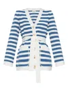 Posse Striped Belted Cardigan In Brown