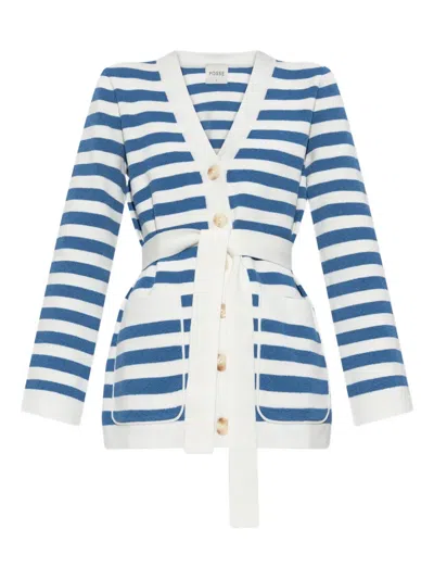 Posse Striped Belted Cardigan In Brown
