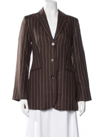 Pre-owned Posse Striped Blazer In Brown