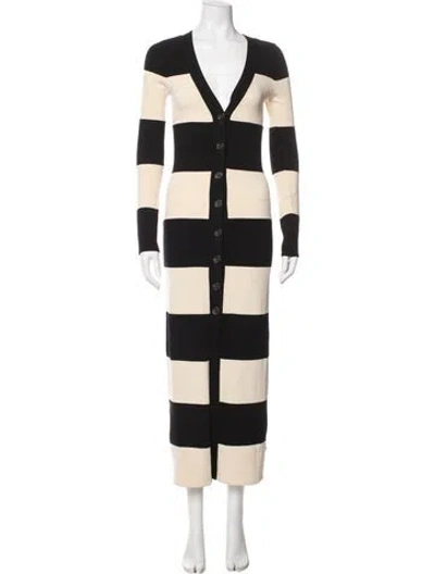 Pre-owned Posse Striped Coat In Black/neutrals