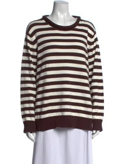 Pre-owned Posse Striped Crew Neck Sweater In Brown